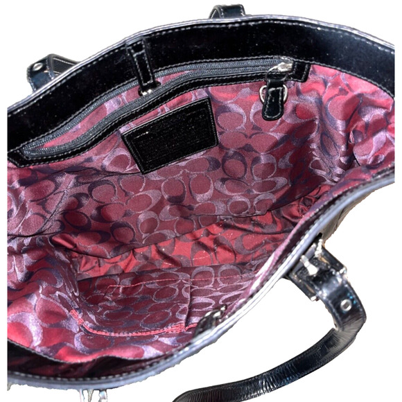 Coach Hamptons Tote 8E92 Black Smooth Leather Shoulder Bag Shopper Tote Bag - Picture 11 of 14